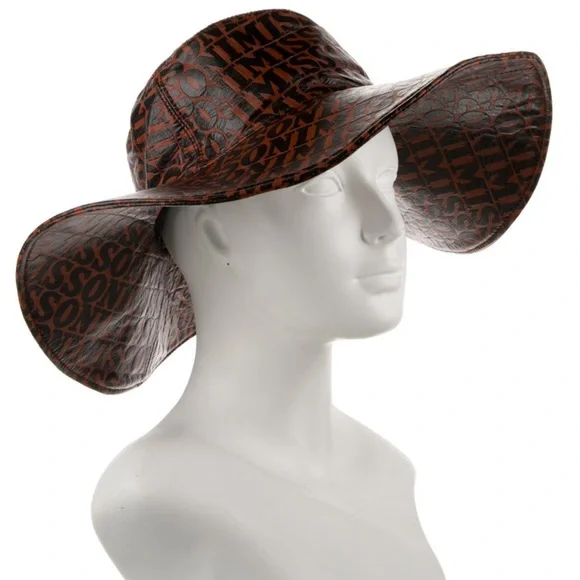 Missoni Brown Logo Lamb Leather wide brim hat Missoni Brown Logo Lamb Leather wide brim hat main image 3